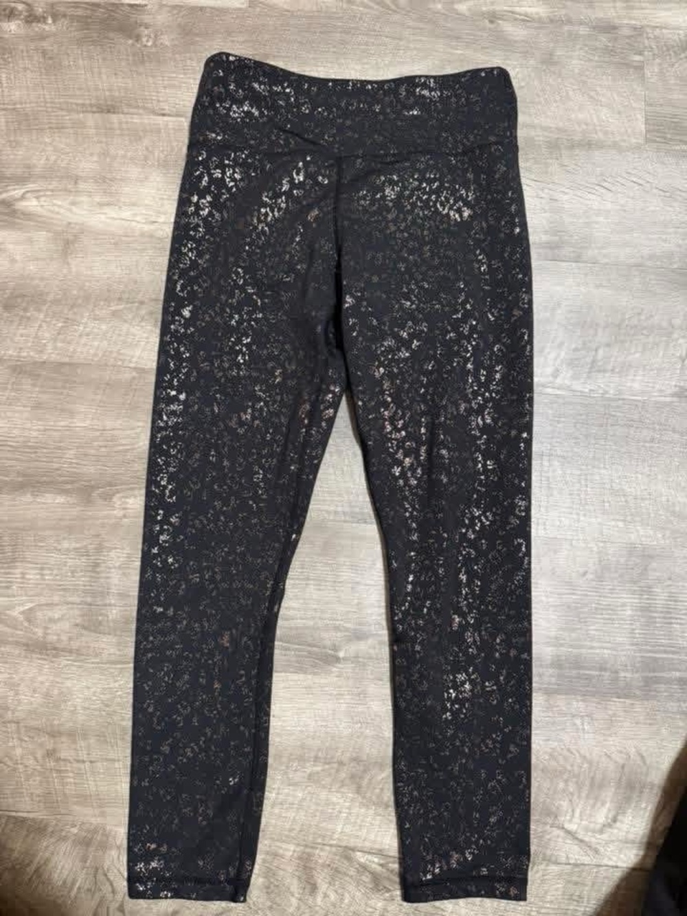 Zyia size 8/10 black Leggings with Gold Speckle Print